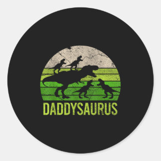 Pegatina Redonda Daddysaurus 4 Para Niños Regalo Navideño Vintage G