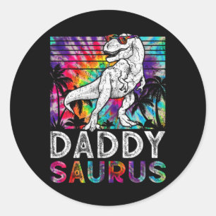 Pegatina Redonda Daddysaurus Dinosaur Daddysaurus Familia Combinand