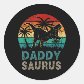 Pegatina Redonda Daddysaurus Funny Día del Padre para Rex Daddy Sau