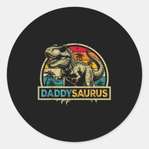 Pegatina Redonda Daddysaurus T Rex Dinosaur Daddy Saurus Family Mat