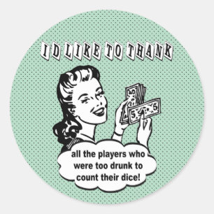 Pegatina Redonda Dados divertidos - quisiera agradecer