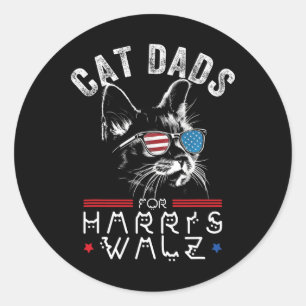 Pegatina Redonda Dads Cat Para Harris Waltz Bandera De Estados Unid