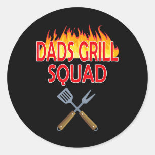Pegatina Redonda Dads Grill Squad Funny Bbq Día del Padre