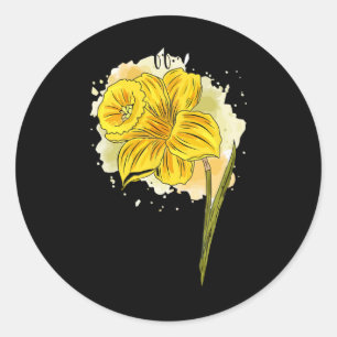 Pegatina Redonda Daffodil Daffodils Flores Primavera Floral Día de 