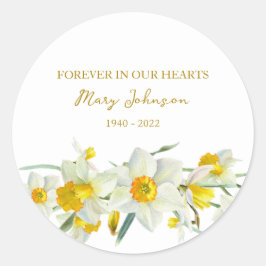 Pegatina Redonda Daffodil Memorial Funeral Classic Round Sticker
