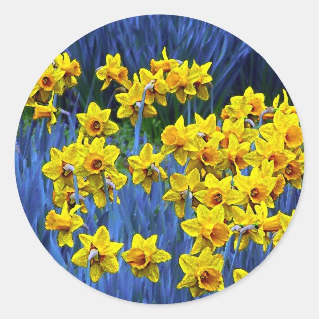 Pegatina Redonda Daffodil Spring Fantasy (Anverso)