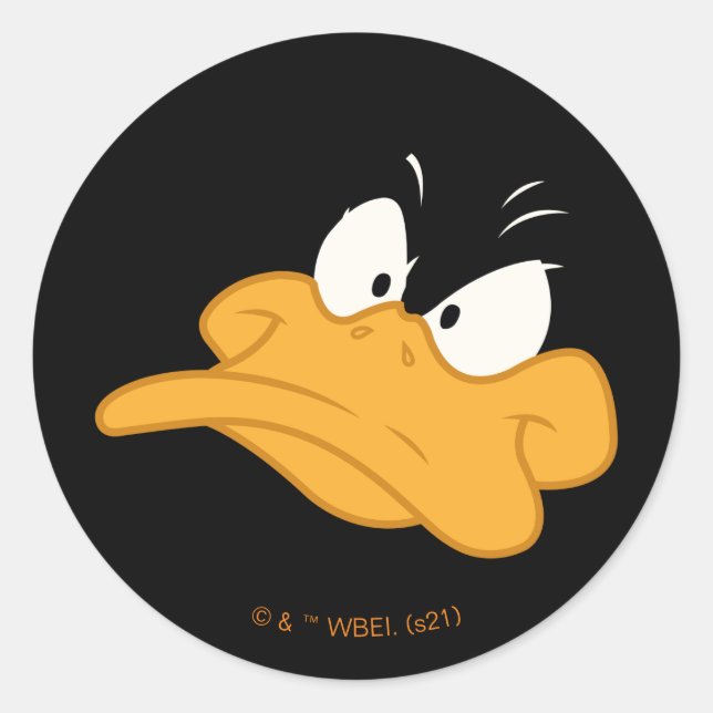 Pegatina Redonda DAFFY DUCK™ Angry Face (Anverso)