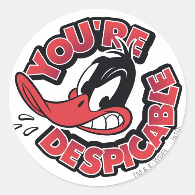 Pegatina Redonda DAFFY DUCK™ - Eres despreciable (Anverso)