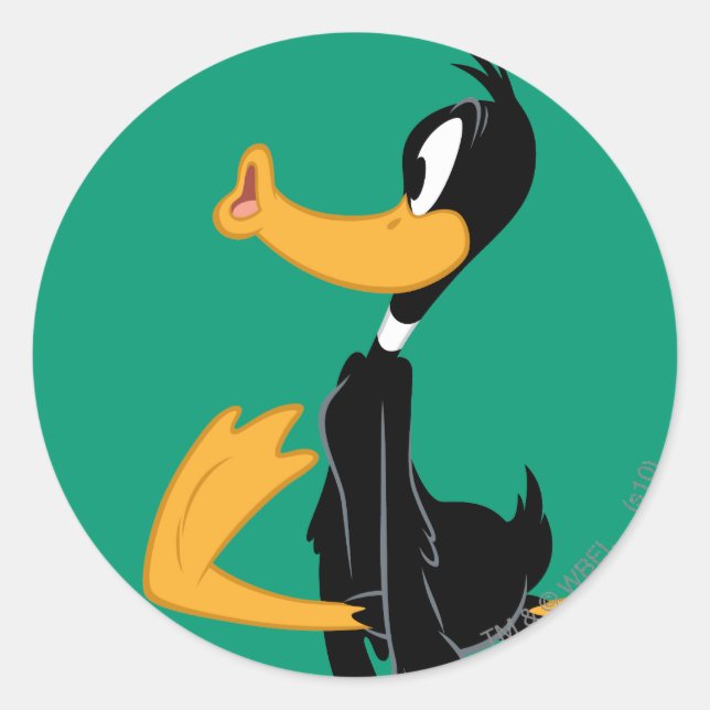 Pegatina Redonda DAFFY DUCK™ Ser loco (Anverso)