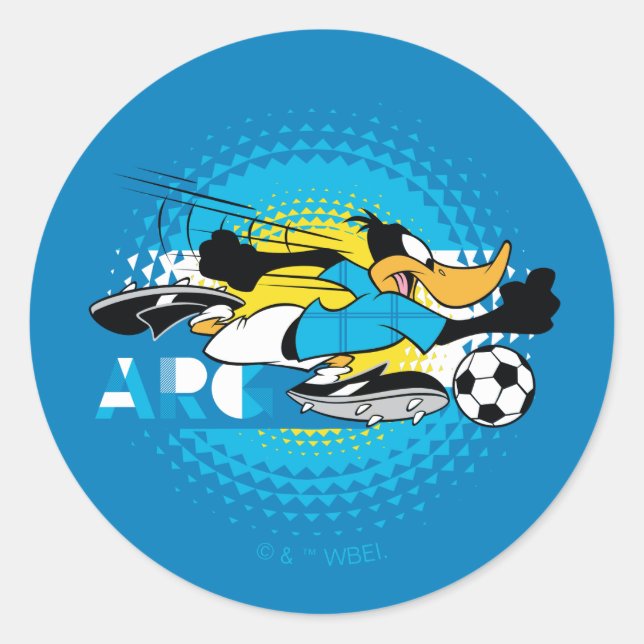 Pegatina Redonda DAFFY DUCK™ Team Argentina Soccer Graphic (Anverso)