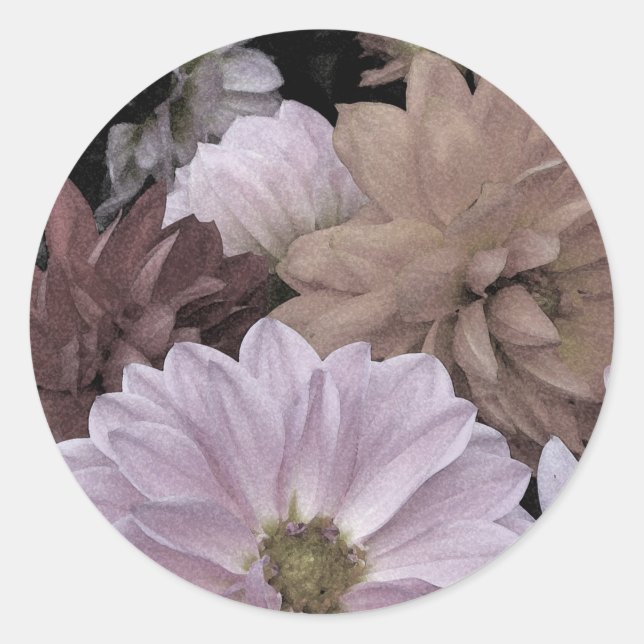 Pegatina Redonda Dahlia Garden Flores Pegatinas de Abstracto Floral (Anverso)