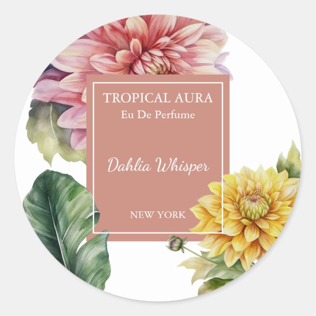 Pegatina Redonda Dahlia Perfume Label (Anverso)