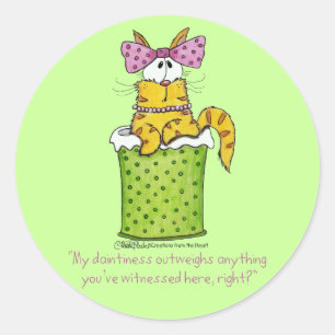 Pegatina Redonda Dainty Garbage Kitty