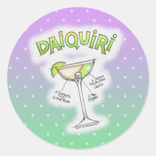PEGATINA REDONDA DAIQUIRI RECETA COCTEL ARTE