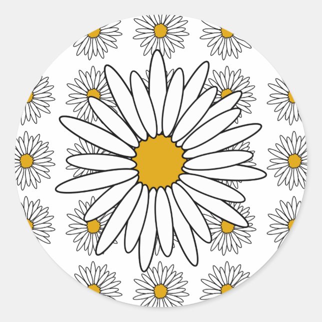 Pegatina Redonda Daisies (Anverso)