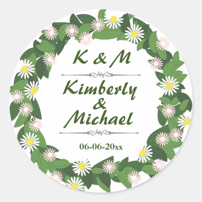 Pegatina Redonda Daisies (Anverso)