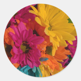 Pegatina Redonda Daisies coloridos