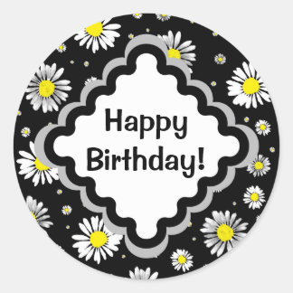 Pegatina Redonda Daisies - Happy Birthday Round Sticker