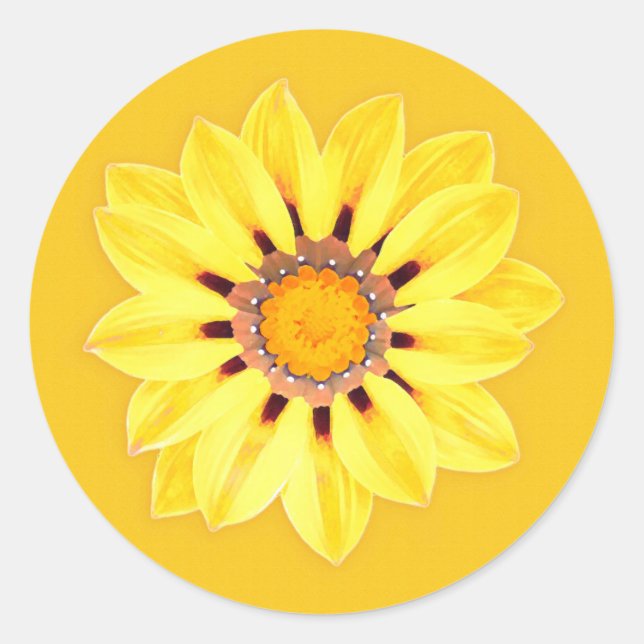 Pegatina Redonda Daisy africano / Gazania - Oro mostaza (Anverso)