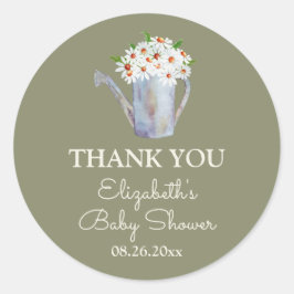 Pegatina Redonda Daisy Baby Shower Gracias