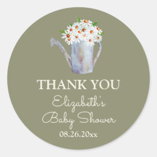 Pegatina Redonda Daisy Baby Shower Gracias