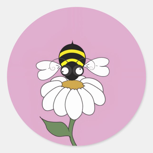 Pegatina Redonda Daisy Bee Round Sticker (Anverso)