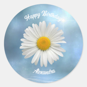 Pegatina Redonda Daisy blanco alegre