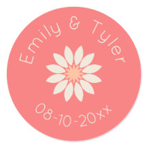 Daisy blanco sobre el sellado Boda personalizado d