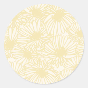 Pegatina Redonda Daisy Blooms - Crema de mantequilla