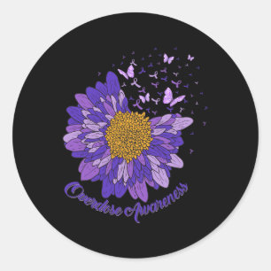 Pegatina Redonda Daisy Butterfly Púrpura Cinta de sobredosis Concie