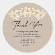 Daisy Floral Brown Baby Shower Gracias