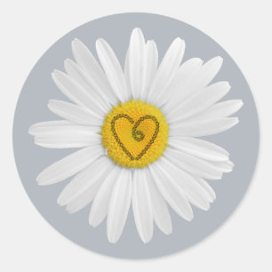 Pegatina Redonda Daisy Flower Love Art Personalizar Antecedentes