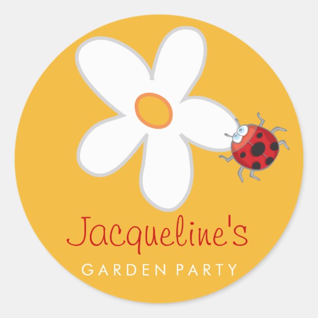 Pegatina Redonda Daisy & Ladybug Favores para Fiesta Infantil Jardi (Anverso)