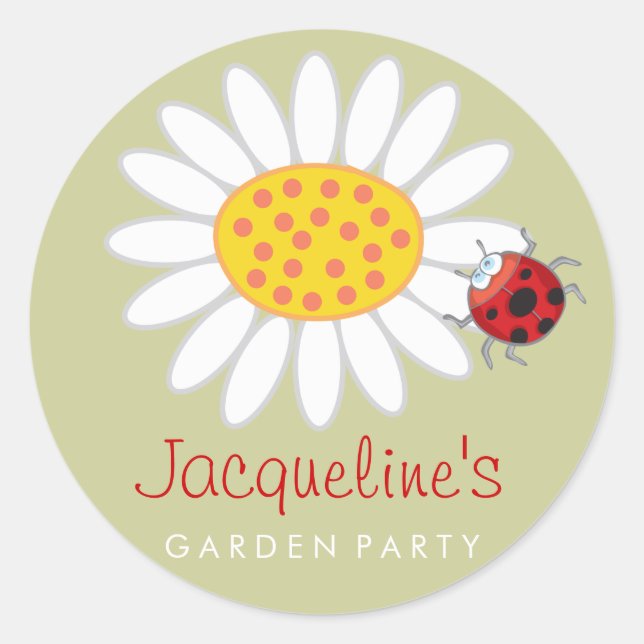 Pegatina Redonda Daisy & Ladybug Favores para Fiesta Infantil Stick (Anverso)