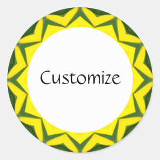 Pegatina Redonda Daisy Mandala Template 39