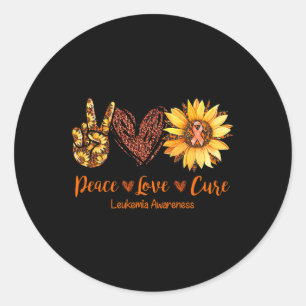 Pegatina Redonda Daisy Peace Love Cure Leukemia Awareness Gift