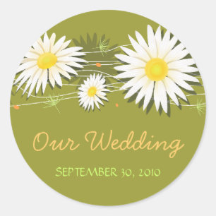 Pegatina Redonda Daisy Save The Date Boda Invitación 2