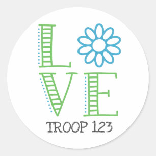 Pegatina Redonda Daisy Scout Love Troop Número