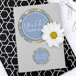 Pegatina Redonda Daisy Wildflower & Yellow Rowan Berries Botánica