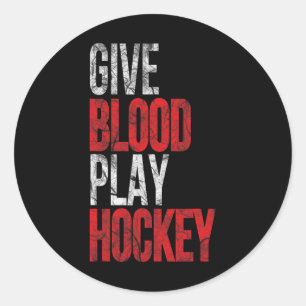 Pegatina Redonda Dale Corazón y Juega Hockey sobre Hielo - Diseño I