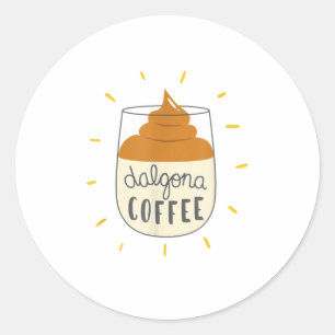 Pegatina Redonda Dalgona Coffee Ilustracion TShirt