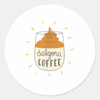 Pegatina Redonda Dalgona Coffee Ilustracion TShirt