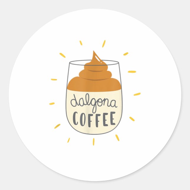 Pegatina Redonda Dalgona Coffee Ilustracion TShirt (Anverso)