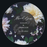 Pegatina Redonda Dalia Floral Malhumorada<br><div class="desc">Suite de boda floral de dalia malhumorada. Suite completa https://www.zazzle.com/collections/moody_dahlia-119450438456391749</div>