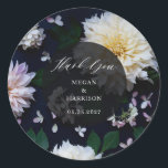 Pegatina Redonda Dalia floral temperamental<br><div class="desc">Suite de boda floral de dalia temperamental. Suite completa https://www.zazzle.com/collections/moody_dahlia-119450438456391749</div>