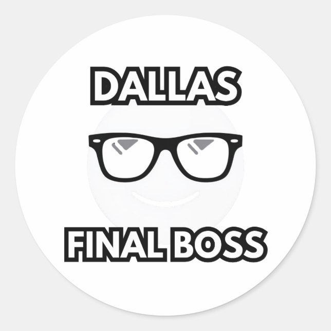Pegatina Redonda Dallas Final Boss Cool Emoji (Anverso)