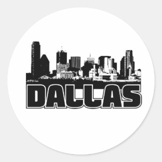 Pegatina Redonda Dallas Skyline