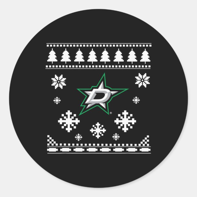 Pegatina Redonda Dallas Stars Ugly Navidades Sweater Holidaze (Anverso)