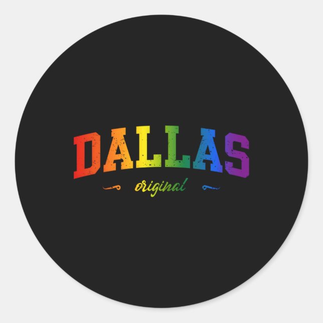 Pegatina Redonda Dallas Texas Lgbtqai (Anverso)