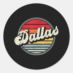 Pegatina Redonda Dallas Texas Tx Home State Guay 70s Style Sunset M